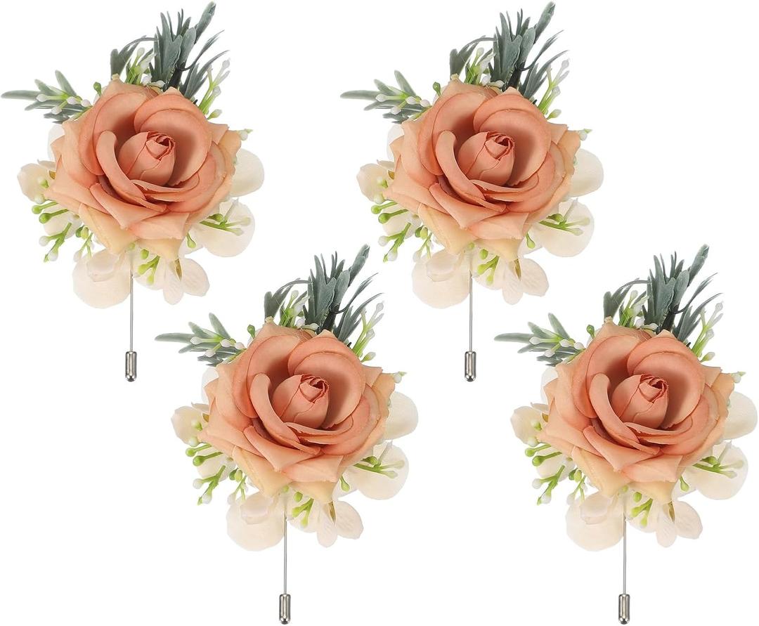 uxcell Boutonnieres for Men, Artificial Flower Buttonholes Pocket for Wedding Bride Groom Ceremony Anniversary Prom Party