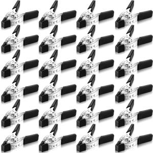 Honeydak 24 Pcs 4" Spring Clamps 1.5" Jaw Opening Metal Spring Clamps Heavy Duty Clips Strong for Woodworking Backdrop Photography Furniture Crafts (Black)