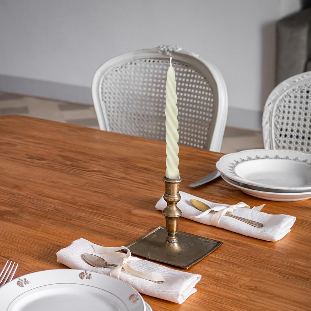 Beeswax Taper Candles Set of 3,Spiral Taper Candle Dripless Short Candle Sticks for Dinner Wedding Party Christmas Home Decorations - 7 inch in Height- Off White