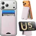 for MagSafe Wallet with Stand, 5 Card Holder, Slim Leather Magnetic Wallet for iPhone 17/16/15/14/13/12 Pro Max Plus Air Series, 3 Card Slots & 1 Cash Slot,Pink