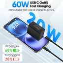2 Pack USB C Charger Block 60W, 4-Port GaN5 Super Fast Phone Charger, Type C Charging Block PD 20W & QC 20W with 6.6FT USB C Cables for iPhone 17 Air/17/16/15 Pro Max Samsung Galaxy S24