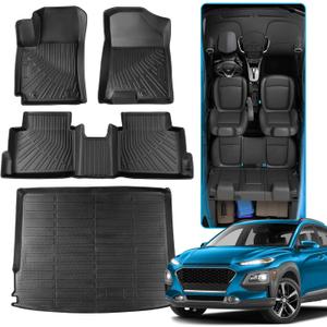 for Hyundai Kona 2025 2024 Floor Mats All Weather SEL/SE/N Line/Limited (Not for EV), Rubber All Season Protection Waterproof Anti-Slip, Rear Trunk/Cargo Liner, Car Automotive Accessories for Kona