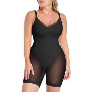 SHAPELLX Womens Shapewear Tummy Control Bodysuit Butt Lifting Body Shaper Mid-Thigh Body Suit, XL