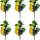 13 Inch Artificial Lemon Branches (6 Pack), Lifelike Faux Fruit Lemon Blueberry Stems for Home Decor Wedding Flower Arrangements Holiday Decorations