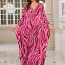 KEYLORTING Plus Size Kaftan Dress Women, Moo Moo Print Caftan, Batwing Dress, Printed Beach Cover Up for Party and Loungewear (Pink, XXXL)