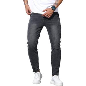 Mens Womens Lightweight Slim Fit Stretch Ripped Jeans Summer Spring Distressed Destroyed Denim Pan Skinny Jeans (X-Large, A10 Black)