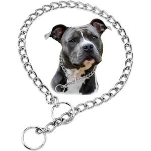 Chain Dog Collars for Medium Dogs, Heavy Duty Dog Necklace, for Training, Metal Slip Link Martingale Puppy Collar for XXS XS Small Large Big Dogs, Silver, M