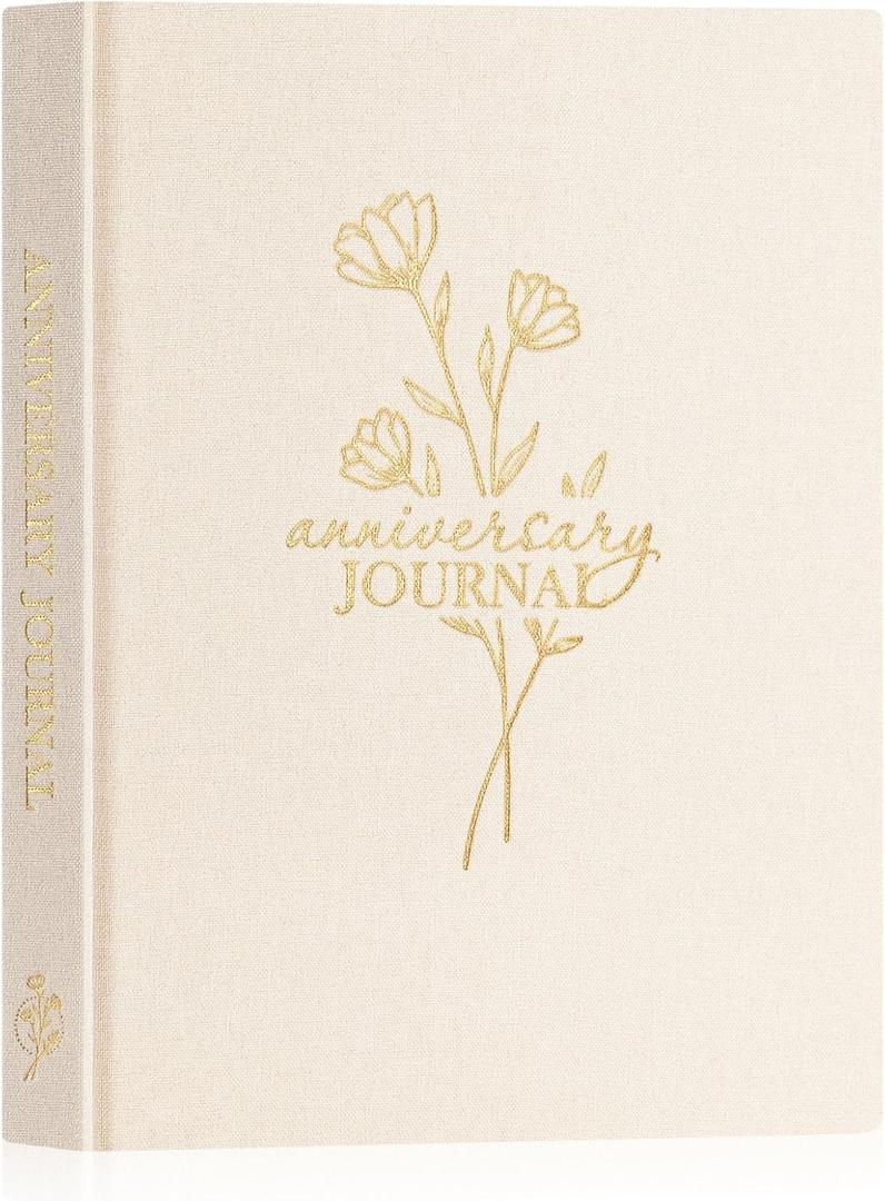 Lanpn Wedding Anniversary Journal Notebook - Linen First Year to 70th Anniversary Scrapbook Memory Book for Couples - Newlywed Marriage Journal Wedding Anniversary Book Gifts (Beige, 190 Pages)