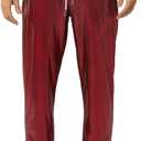 Arjen Kroos Men's Metallic Shiny Jogger Pants Breathable Party Night Club Disco Trousers (Red, S)