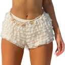 Aopwsrlyi Women Ruffle Bloomer Shorts Bubble Frilly Layered Lolita Shorts Y2K Fairy Cute Pettipants Sexy Mini Boy Shorts (Small)