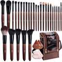 BS-MALL Professional Makeup Brush Set 28 Pcs With Travel Makeup Bag,Concealer Brush, Foundation Brush, Blush Brush, 4 Pcs Triangle Puff & Makeup Sponges for Flawless Beauty on the Go