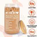 2 x HEXMOZ Valentines Day Gifts for Mom from Daughter, Son, Kids, Husband - Funny Mom Gifts - Moms Gift for New Moms, Wife, Mama from Husband - 16oz Glass Drinking Cup with Straw Gift Box