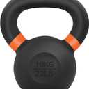 Yes4All Powder Coated Kettlebell, 22 lb Cast Iron Core Kettlebells with Non-Slip Handle & Flat Bottom for Conditioning, Heavy Duty for Strength Training - Single, Orange