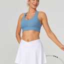 IUGA Athletic Skorts for Women Tennis Skirt with Pockets Cross Waist Athletic Skirt for Golf Pickleball (White, L)