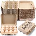 Zhanmai 100 Pack Egg Carton Bulk 12 Chicken Duck Egg Carton Vintage Printed Farm Fresh Crate with 3 x 4 Holds Recycled Paper Cardboard Sturdy Reusable Box Holder(Classic Style)