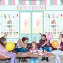 Mocsicka Ice Cream Shoppe Backdrop Sweet Shoppe Girl Birthday Background Ice Cream Palor Dessert Shop Birthday Party Decoration Banner Photo Booth Props (7x5ft)