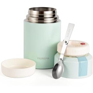 Insulated Food Jar 33.8oz, 316 Stainless Steel Lunch Container, 12H Hot 24H Cold Soup Thermo, Leak-Proof Thermo Jar for Work, Construction, Travel (Blue)