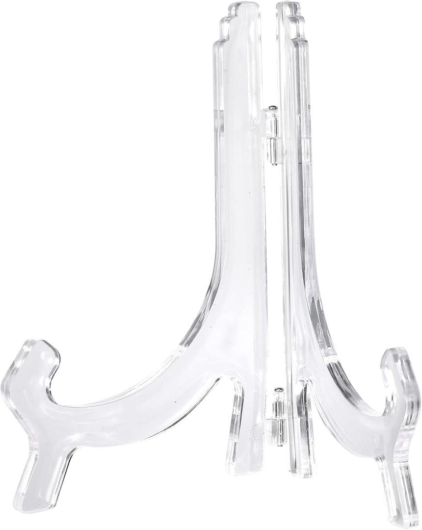 uxcell 2pcs 6.3" Acrylic Easel Stand, Folding Display Plate Holder Clear for Decorative Picture Frame