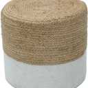 The Home Talk Pouf Ottoman Boho Hand Braided Cord Footrest - 100% Jute Pouffe, Bean Bag, Floor Chair, Perfect for Living Room, Bedroom, Home Décor, 18"x18"x16" - Natural Ivory