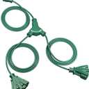 DEWENWILS Outdoor Extension Cord 1 to 2 Splitter, 13FT (7'+6' *2), 6 Grounded Outlets, Heavy Duty Power Cord, 16AWG SJTW for Landscaping Light, Holiday Decoration, 1 Pack, Green, ETL Listed