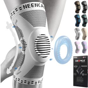 NEENCA Professional Knee Brace for Pain Relief, Medical Knee Support with Patella Pad & Side Stabilizers, Compression Knee Sleeve for Meniscus Tear, ACL, Joint Pain, Runner, Workout - FSA/HSA Eligible (Large, Gray)