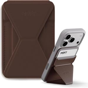 MOFT Magnetic Wallet Stand Compatible with iPhone 17/16/15/14/13/12 Series, Angle Adjustment & Magsafe Compatible MOVAS Phone Stand, Brownie