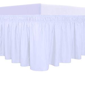 PureFit Wrap Around Ruffled Bed Skirt with Adjustable Elastic Belt - 18 Inch Drop Easy to Put On, Wrinkle Free Bed skirt Dust Ruffles, Frame Cover for Queen, King and C-King Size Beds, White