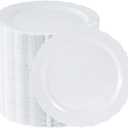 100 Pieces White Plastic Plates-7.5inch Dessert Disposable Plates - Premium Heavy Duty Hard Disposable for Dinner- Party Supplies for Birthdays, Celebrations, Wedding