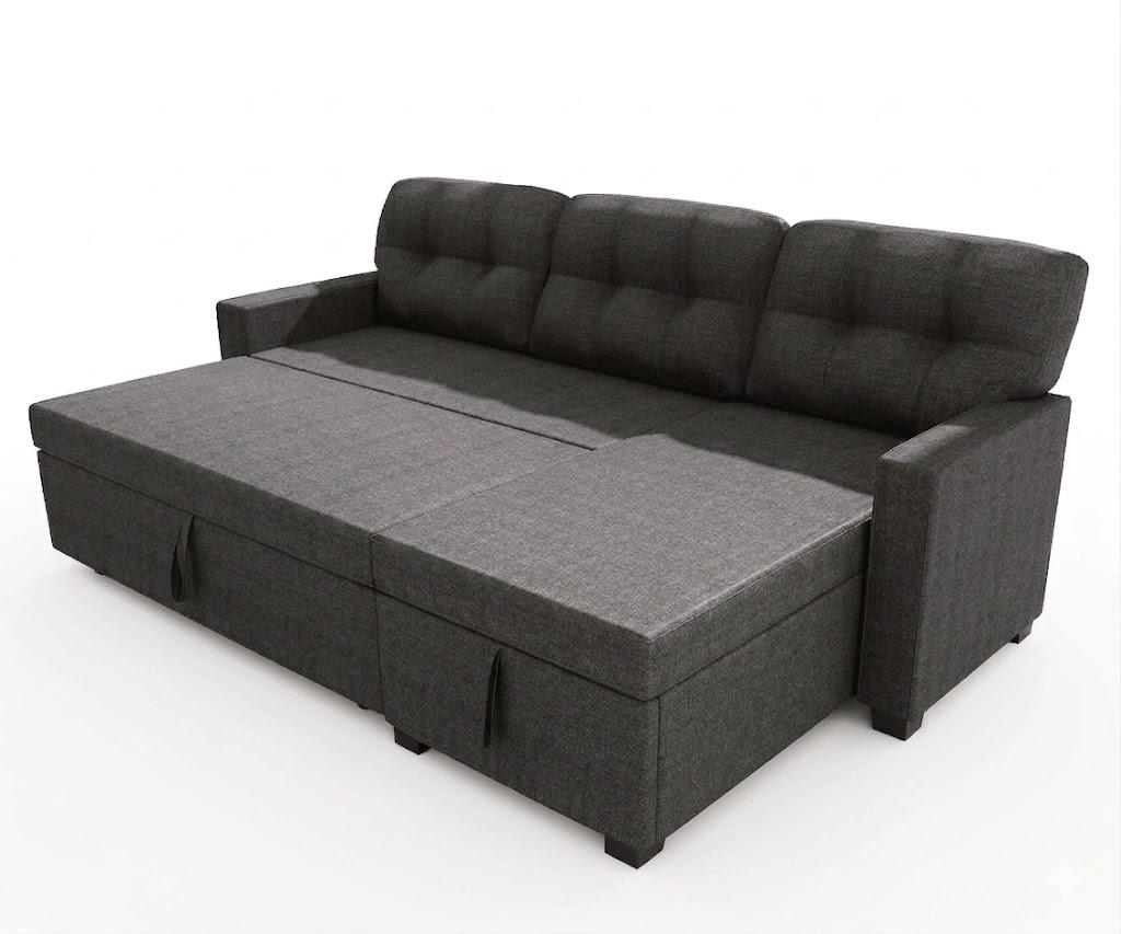 Wakefit Reversible Sectional Sofa Couch, Sleeper Sofa Bed with Storage Chaise Pull Out Couch for Living Room | Hidden Stroge | Pull Out Bed | Removable Backrest | Linen Fabric, DeepGrey