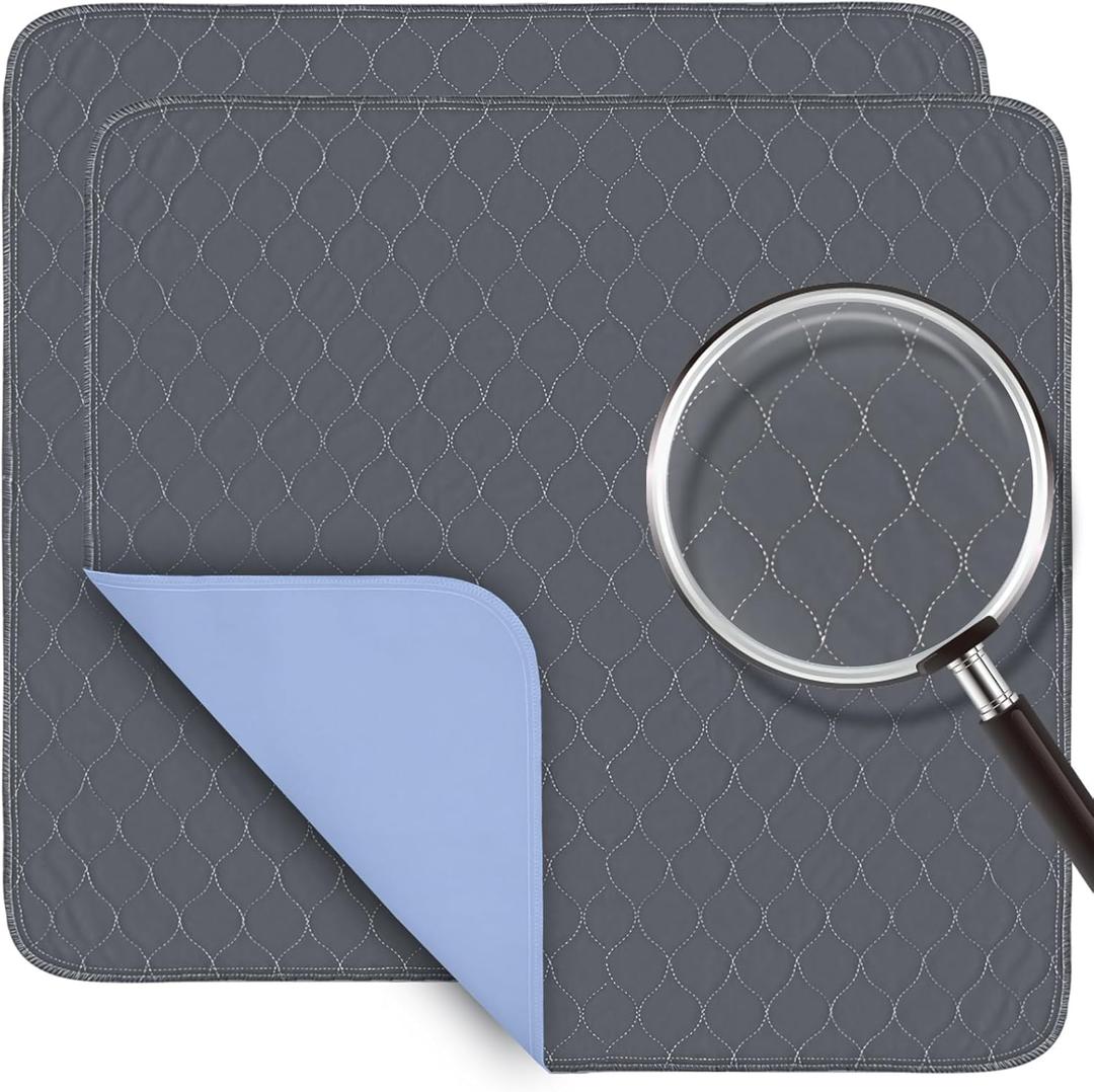 Incontinence Bed Pads [Pack of 4] 18 x 18 Washable Underpads- Absorbency Reusable Bedwetting Incontinence Pads for Kids, Adults, Elderly, and Pets - Waterproof Protective Pad for Sofa, Floor, Bed