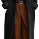 Runcati Mens Full Length Trench Coat Notched Lapel Long Jacket Double Breasted Classic Winter Overcoat (X-Large, Black)