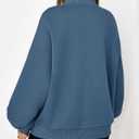 KIRUNDO Oversized Sweatshirt for Women Zip Up Bomber Jacket 2026 Fall Fashion Casual Long Sleeve Outerwear Winter Outfits (Blue, XL)