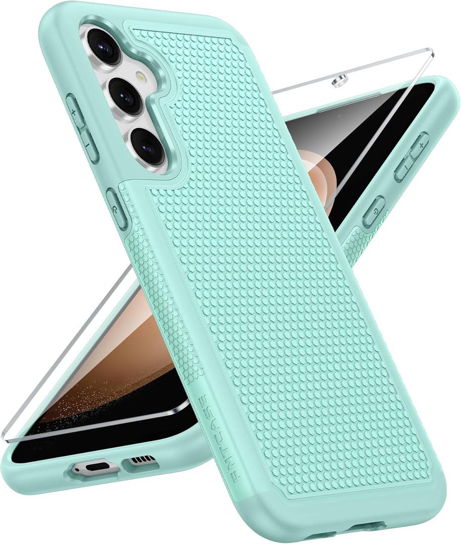 FNTCASE for Samsung Galaxy S23-FE Case: Dual Layer Protective Heavy Duty Cell Phone Cover Rugged Full Body Drop Protection Military Grade Shockproof Phone Case (Mint Green)