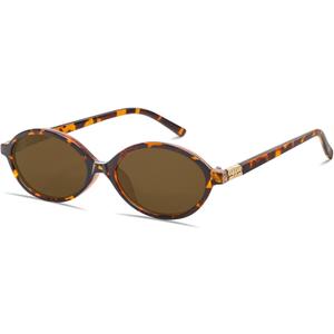 BOTEN Retro Oval Sunglasses for Women Men Small 90s Sun Glasses Trendy Round Shades Cute Designer Sunnies (Tortoise Frame - Brown Lens)