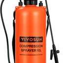 VIVOSUN 2.64-Gallon Pump Pressure Sprayer, Pressurized Lawn & Garden Water Spray Bottle with Adjustable Shoulder Strap, for Plants Spraying, Garden Watering and Household Cleaning (Orange)