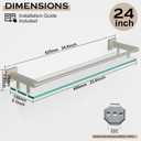 Glass Shelf for Bathroom Wall Sheves 24 inch Rectangular Stainless Steel Tempered Glass Modern Stainless Steel Wall Mount Accessories Organizers Storage (Brushed Nickel, 24), 24'' with Railing