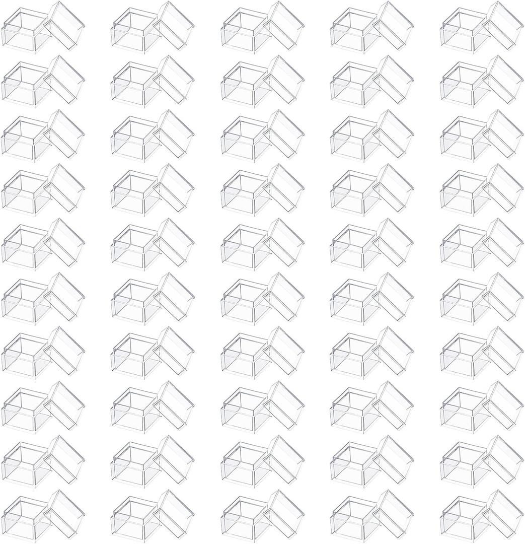 Dayaanee 50 Pack Mini Acrylic Box, Jewelry Box 1.15x1.15x0.87 Inch/29X29X22mm Small Square Acrylic Container Tiny Plastic Square Cube Containers with Lid Mini Storage Box for Candy Pill and Jewelry