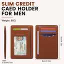 2 x Pomelo Best Top Grain Genuine Leather Slim Wallet for Men and Women, Minimalist Front Pocket RFID Blocking Card Holder for Travel, Gifts, Daily Use Brown