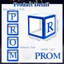 4 Pcs Prom Boxes with Letters 11.8 x 11.8 x 11.8 Inch Clear Balloon Boxes Transparent High School College Graduation Party Favors Supplies(Prom,Blue)