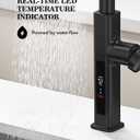 Lefton Pull-Out Waterfall Kitchen Faucet with Temperature Display, Two Water Outlet Modes, Single Hole, Matte Black, KF2209-3