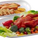 Extra Large Serving Platter, Set of 2, 18.75 x 14.375 x 2 Inch Large Melamine Serving Tray with Handle,Rectangular Serving Trays for Party, Big Turkey Platter, Dishwasher Safe, Matte White
