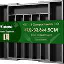Kitsure Silverware Organizer - Expandable Bamboo Kitchen Drawer Organizer for Cooking Utensils and Cutlery, Sturdy & Thickened Kitchen Organizers and Storage Solution, Large, Black