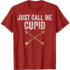 Just Call Me Cupid Shirt Retro Arrow Valentine Day T-Shirt, Small