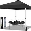 10x10 Pop Up Canopy Tent Waterproof Tent for Outdoor Party Camping Commercial Event Tent, with Wheeled Bag and 4 Sandbags (Black)