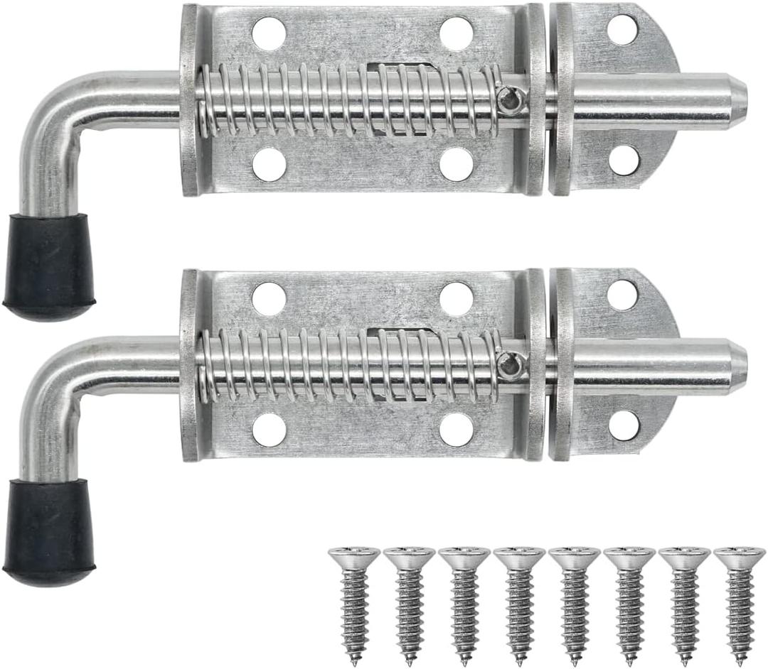 JQK Spring Loaded Barrel Bolt Latch, Heavy Duty 304 Stainless Steel Thickened 3mm Door Lock, 6.3 Inch Brushed Finished, HSB410-P2