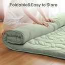ZonLi Japanese Floor Mattress Futon Mattress Full Size, Thicken Roll Up Tatami Mat 100% Cotton Washable Cover, Portable & Foldable Floor Bed Mattress for Sleeping, Dormitory, Adult Kids, Green
