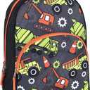 Trail maker Kids Character Backpacks for Boys & Girls (15) with Adjustable, Padded Back Straps (Trucks)