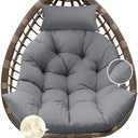 Tycdiose Outdoor Hanging Egg Chair Cushion Replacement, Thicken Egg Chair Cushion Waterproof Basket Eggs Chairs Cushion with Headrest Pillow, U-Shaped Cushions for Hanging Eggs Chairs Swing (Grey)