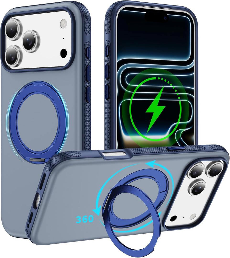 Magnetic Stand for iPhone 17 Pro Max Case Compatible with MagSafe with Kickstand Shockproof Drop Protection Case for iPhone 17 Pro Max Phone Case ﻿ (Sky Blue, iPhone 17 Pro Max)