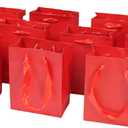 100pk Extra Small Gift Wrap Paper bags with Ribbon Handles(4.5x5.5x2.5in), for Party Favors, Baby Shower, Weddings,Holidays,Graduation,Birthdays,Celebrations,Bridesmaids Gifts,Bulk Solid Color (red)